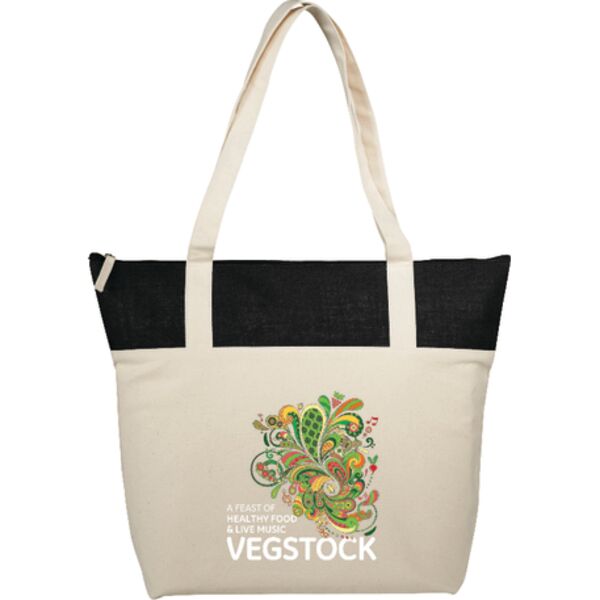 Jute Accent 10oz Cotton Canvas Zippered Tote Thumbnail