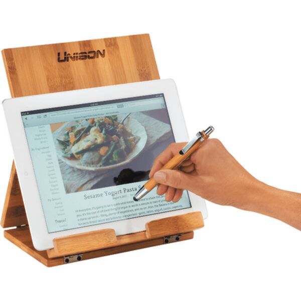 Tablet or Recipe Book Stand with Ballpoint Stylus Thumbnail